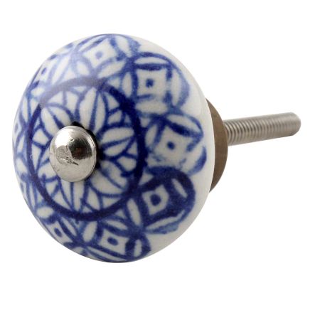 Blue Flower Ceramic Floral Cabinet Knob 